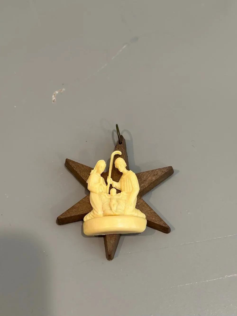 Vintage Made in Italy Nativity Star Christmas Ornament Holy Family 3